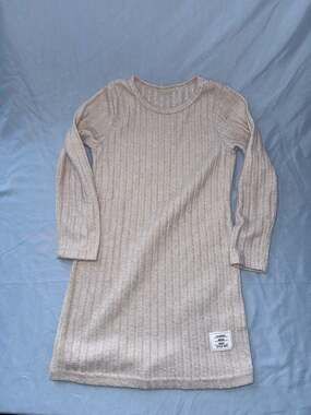 Girls Classic Wear Best Style 1979 Ribbed Long Sleeve Mini Sweater Dress